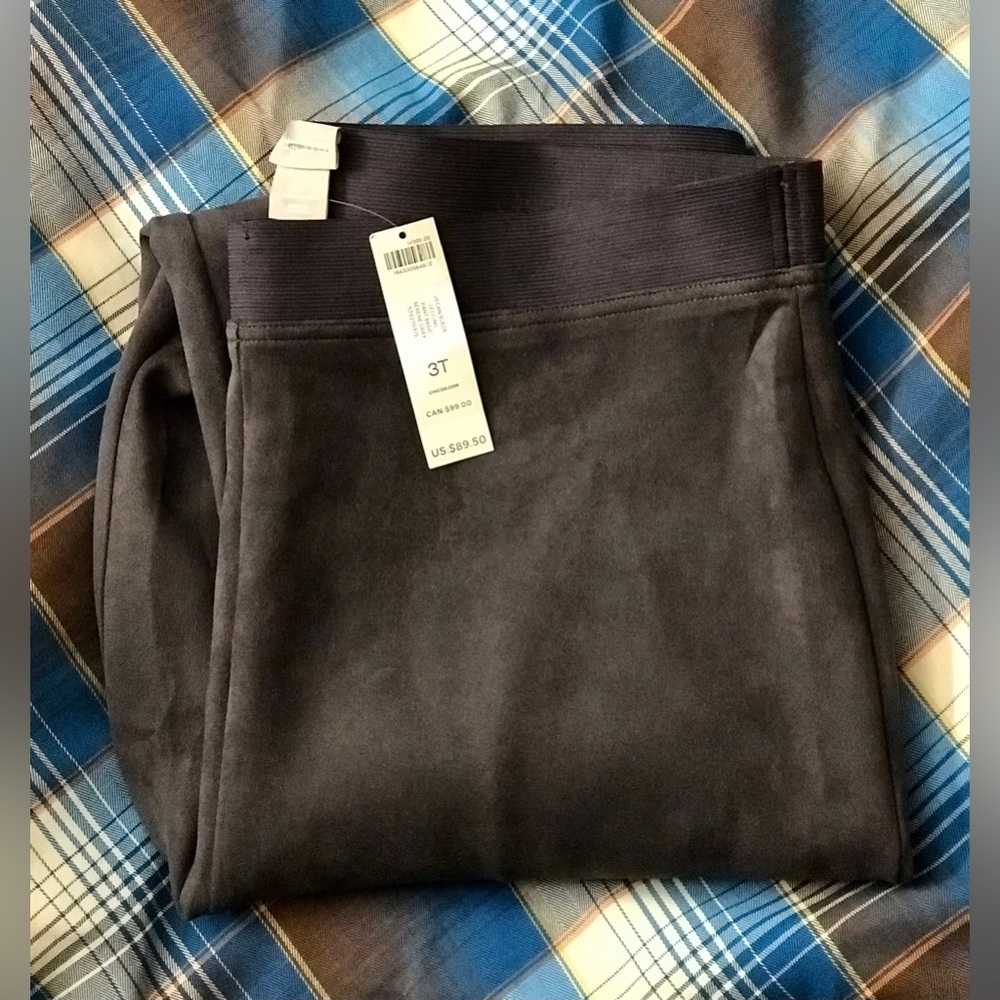 CHICOS NWT $89 Vegan Suede Stretch Soft Legging Pant Size 3 T 16 18 XL Tall Gray